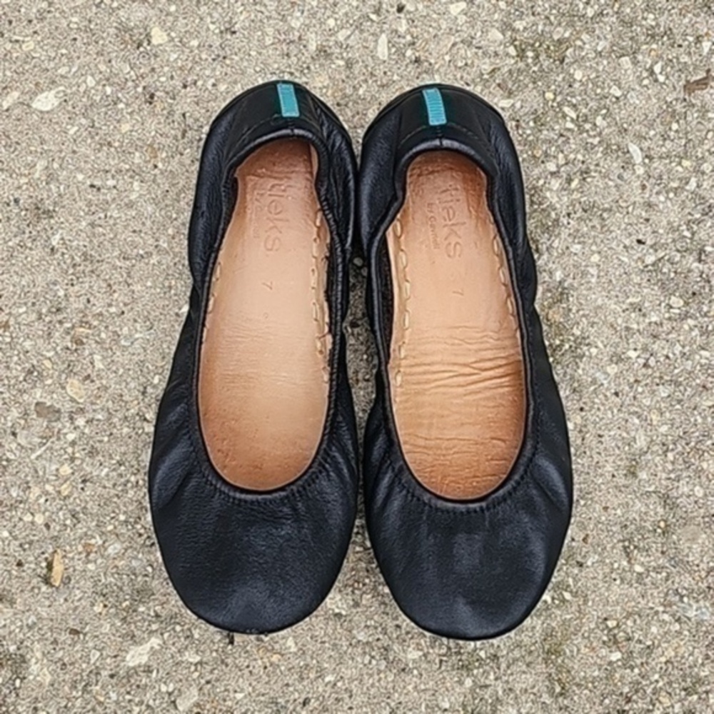 TIEKS by Gavrieli Slip-On Ballet Flats Shoes Black Leather Flat black leather 7